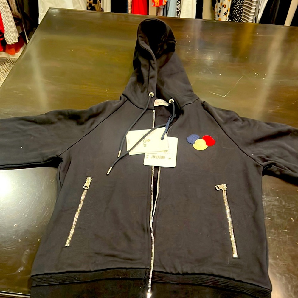 MONCLER - Zipper Sweater Jacket - Black Size Medium  Maglia Cardigan